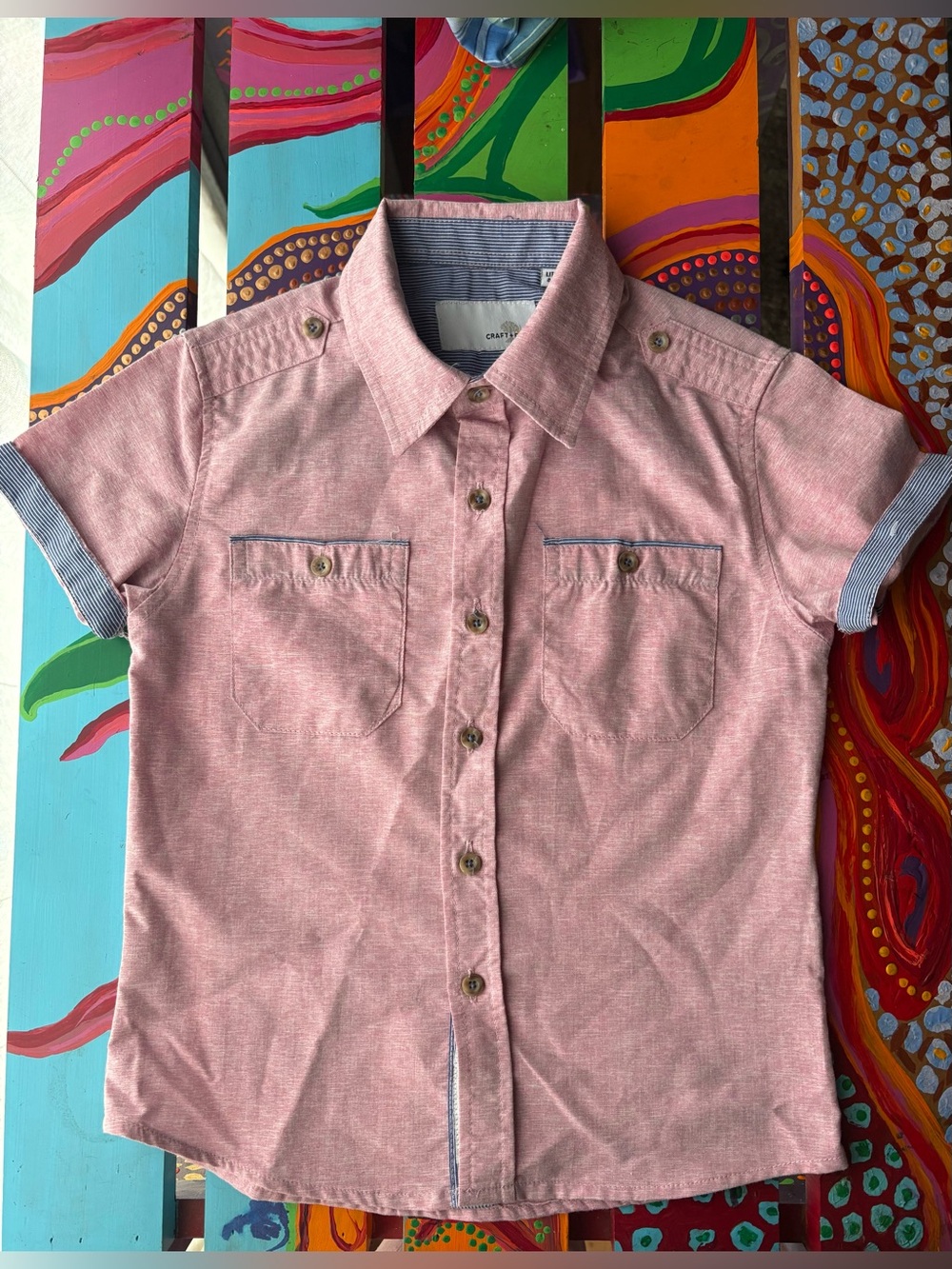 Craft + Flow Short Sleeve Button Down Shirt Boys Size 4